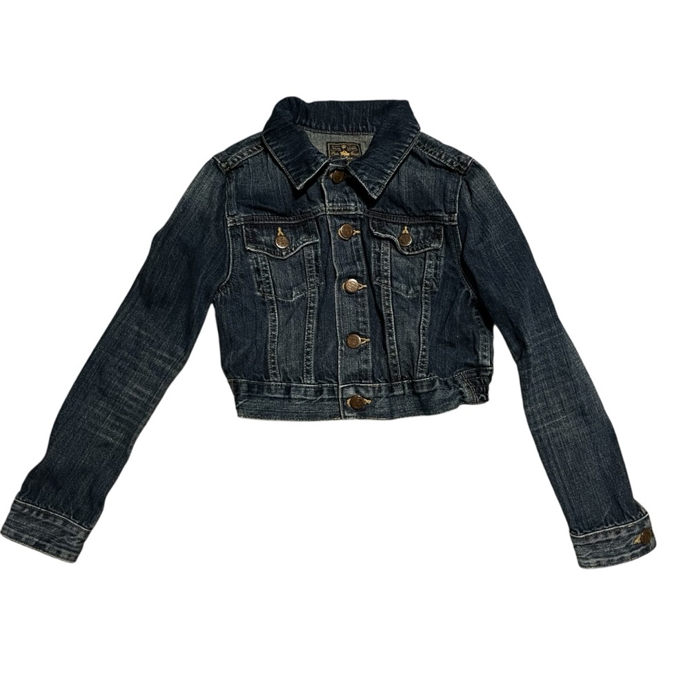 Polo Ralph Lauren Denim Jacket Girls 8 Blue Trucker Youth Cropped Pockets Kids